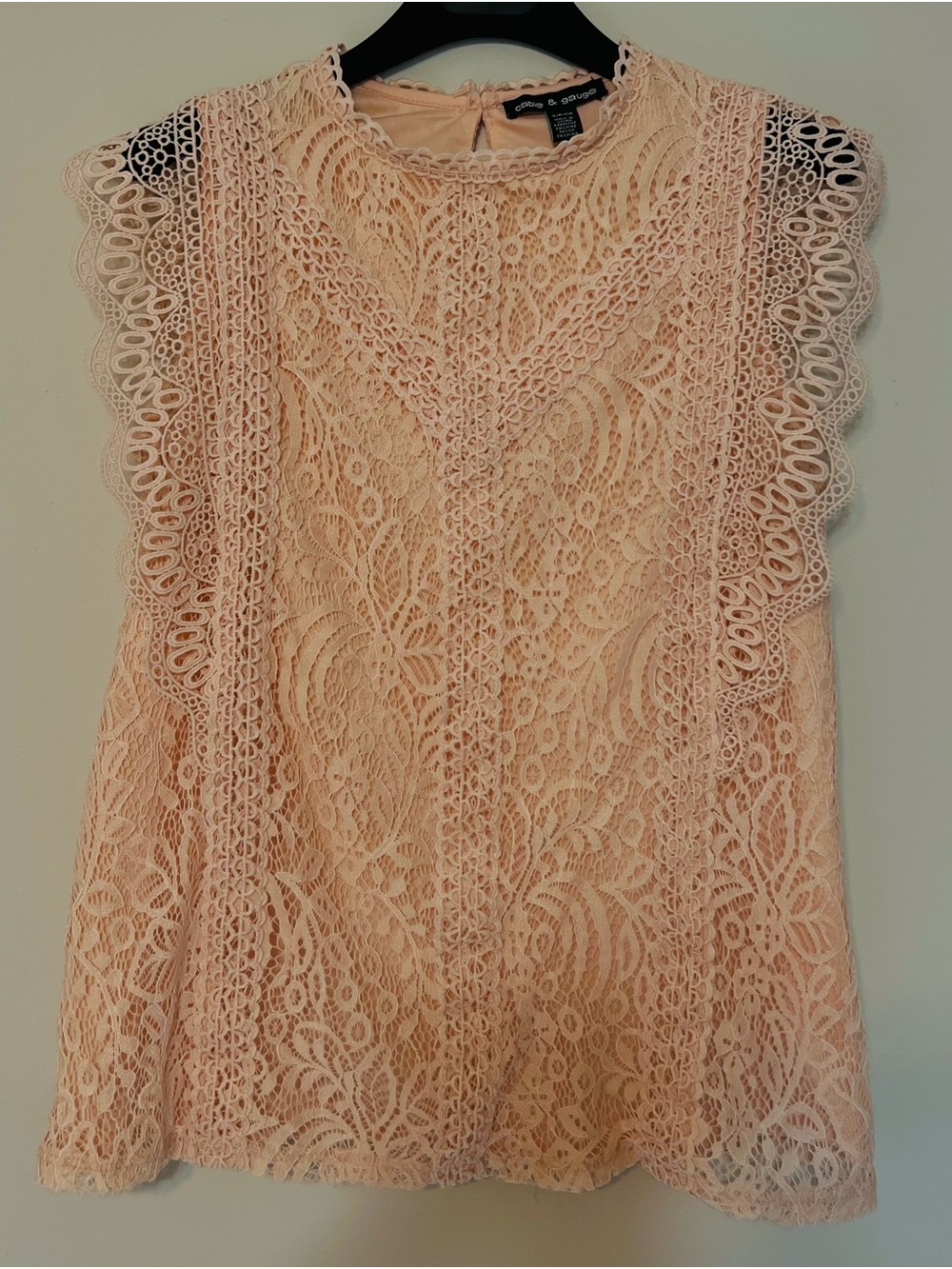 Cable & Gauge Rose Lace Hi Neck Sleeveless Blouse